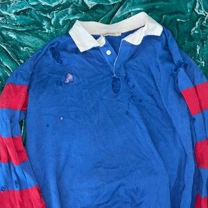 Carmar denim distressed rugby polo